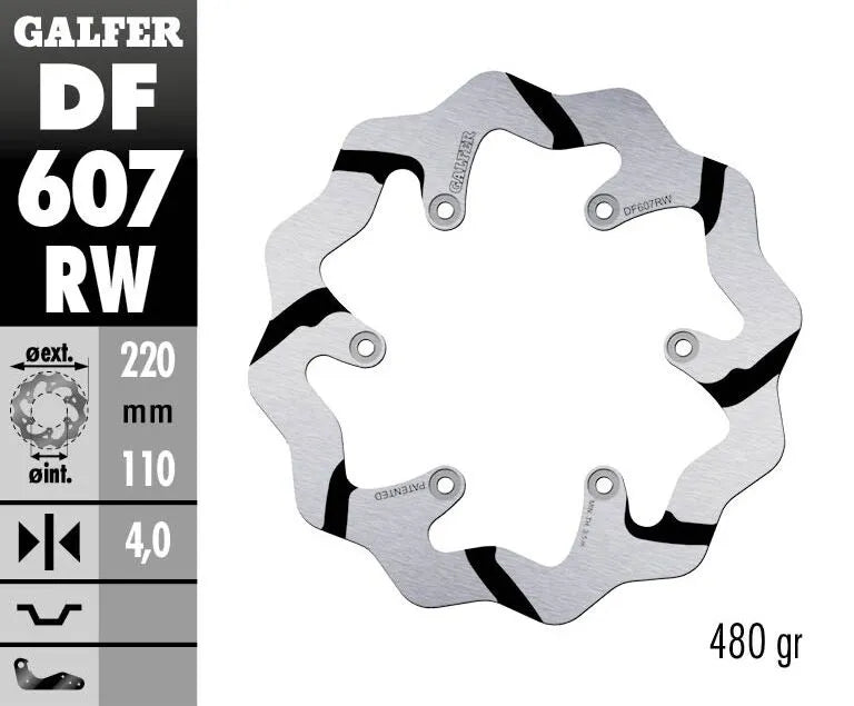 Galfer Wave Grooved Fixed Brake Rotor - Superior Performance - Rear