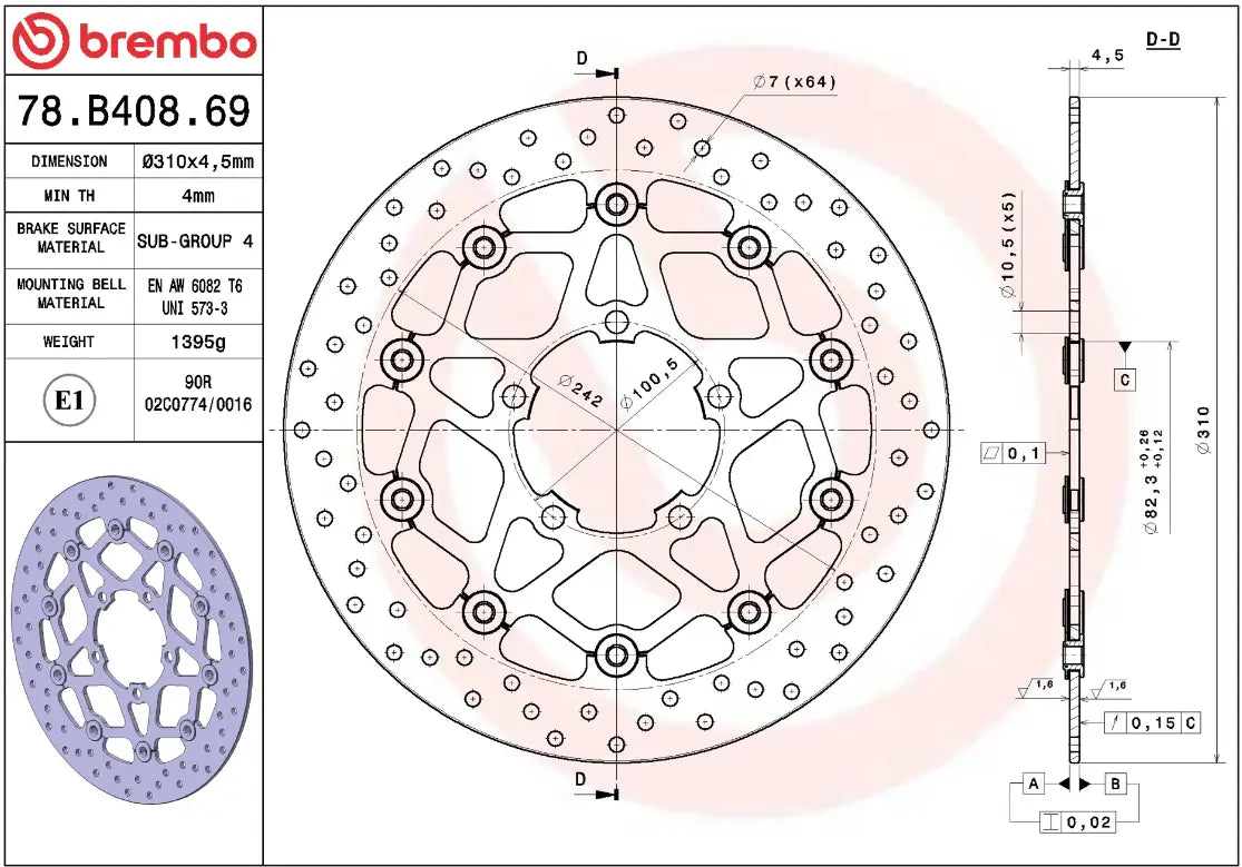 Brembo Serie Oro Floating Brake Rotor