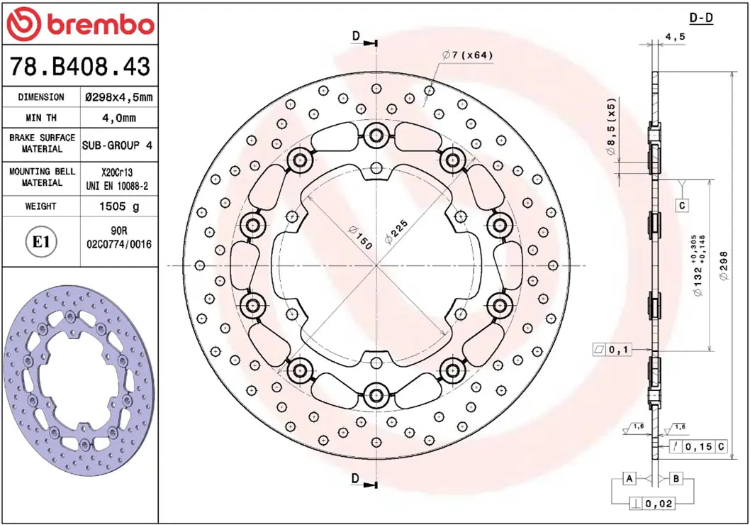 Brembo Serie Oro Prime Line Floating Brake Rotor - Front