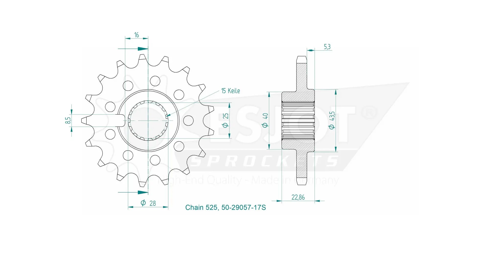 Esjot 525 Sport Sprocket Front - Premium Steel