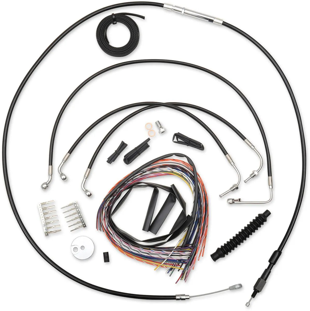 LA CHOPPERS Black Vinyl Braided Cable/Brake Kit for 12"-14" Bars