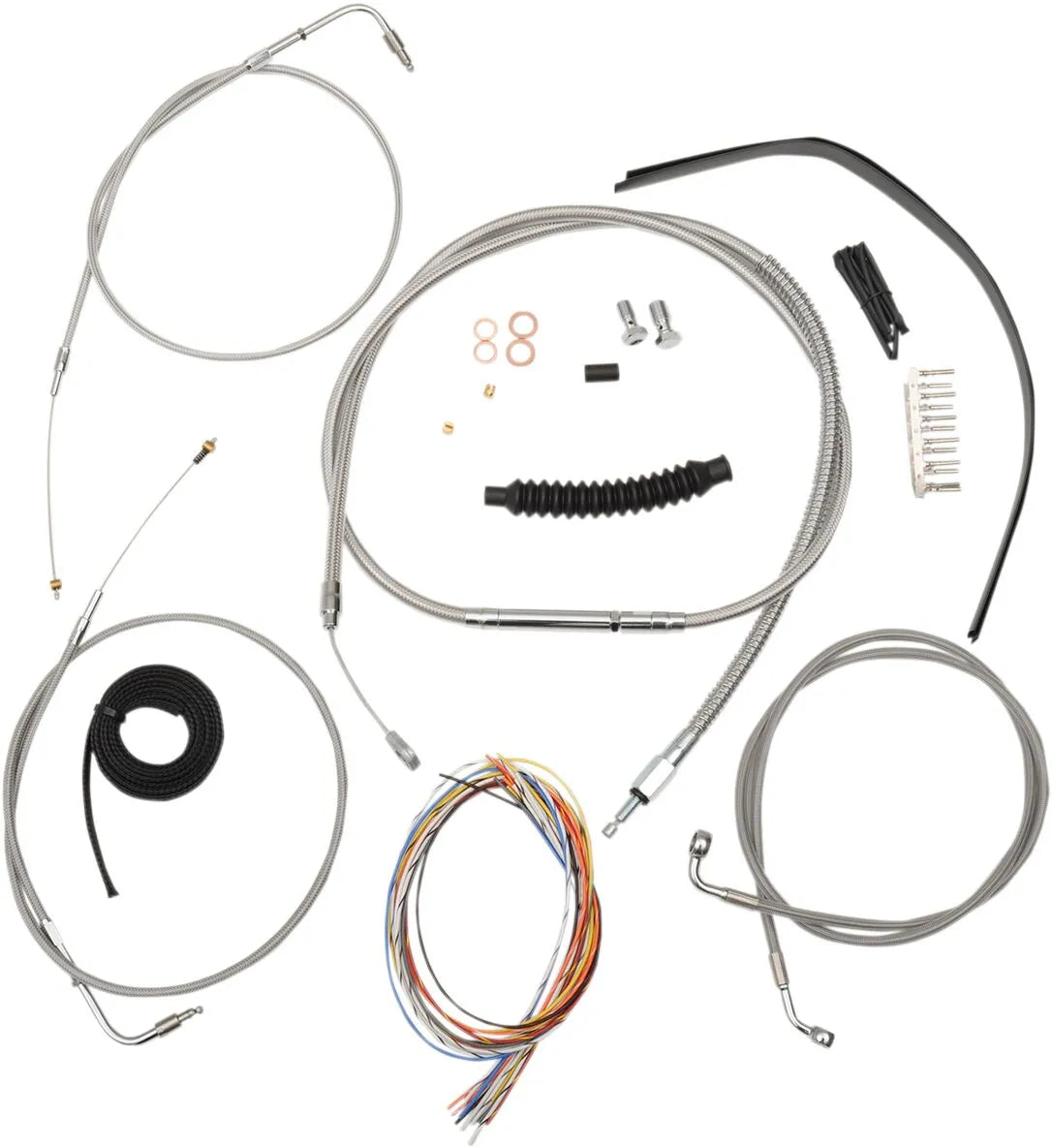LA CHOPPERS Stainless Braided Handlebar Cable Kit for 15"-17"