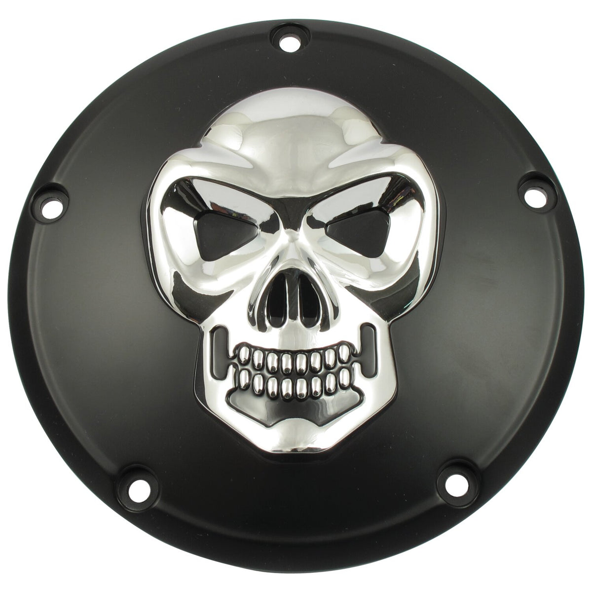 MCS Skull derby cover 5-hole - Black & Chrome