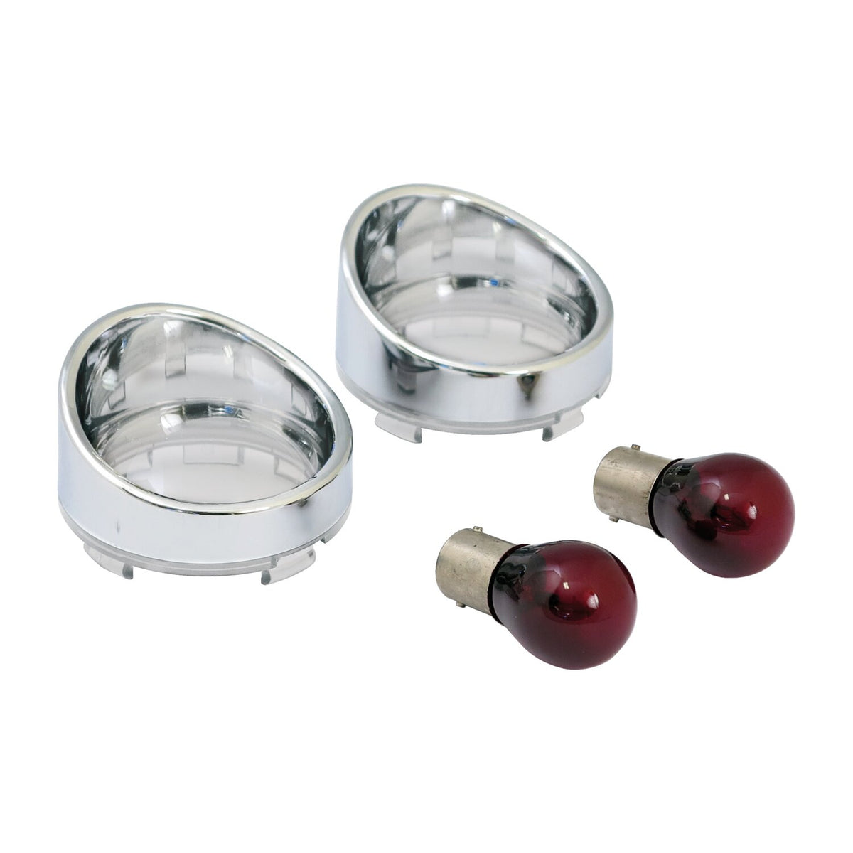 MCS Turn signal lens set with visor - Clear lens red bulb