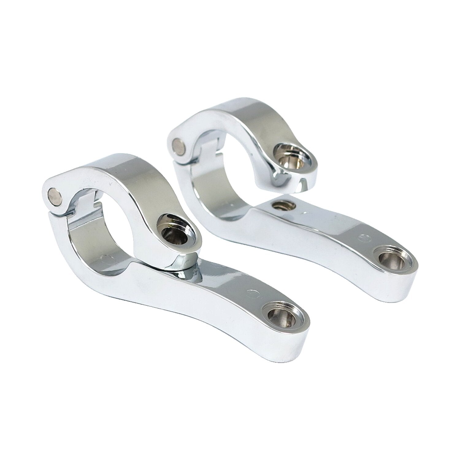 MCS Engine guard clamp set for spotlamps - long - Chrome