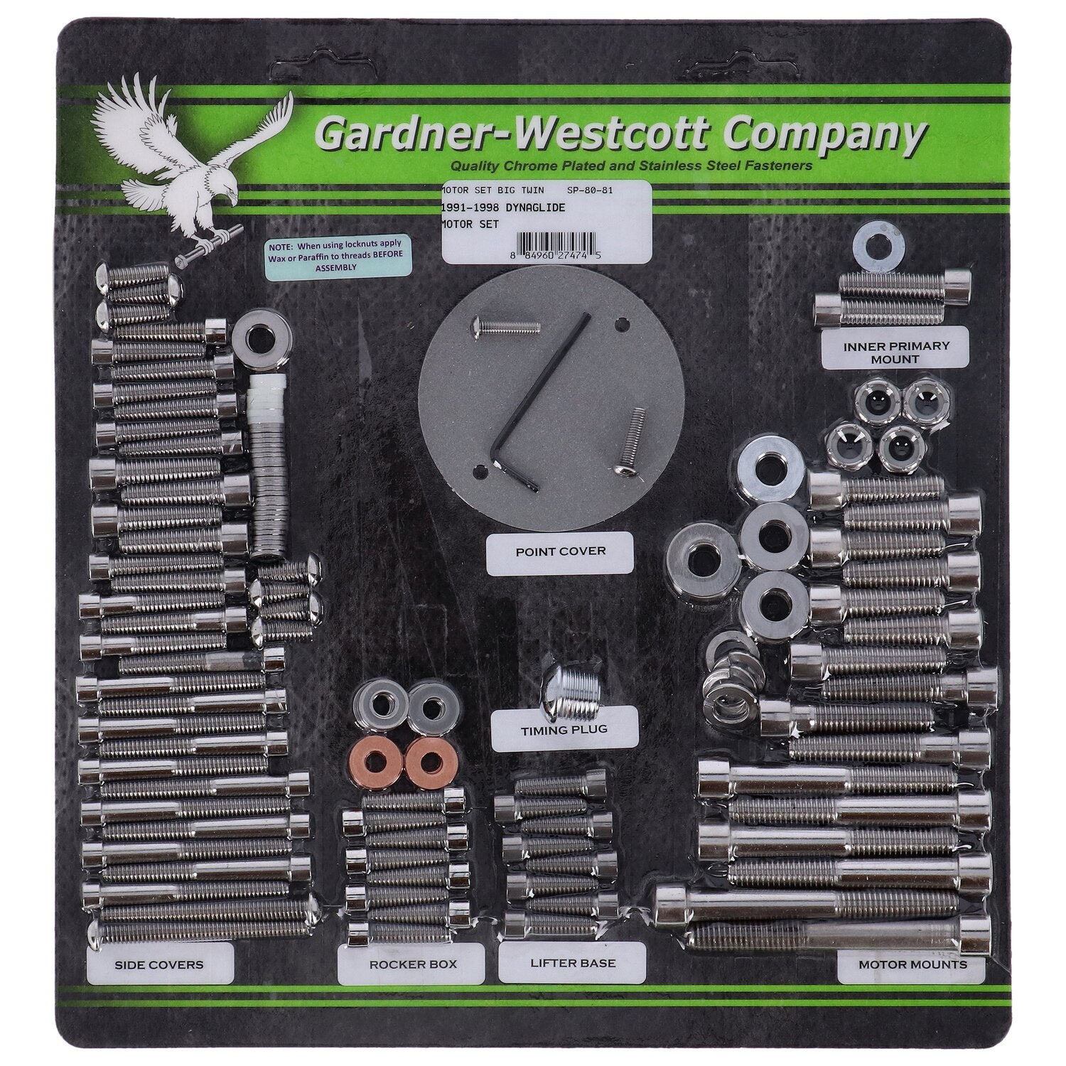 Gardner-Westcott Motor screw set polished ss allen