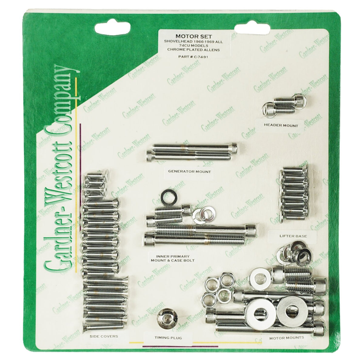 Gardner-Westcott Motor screw sets chrome allen
