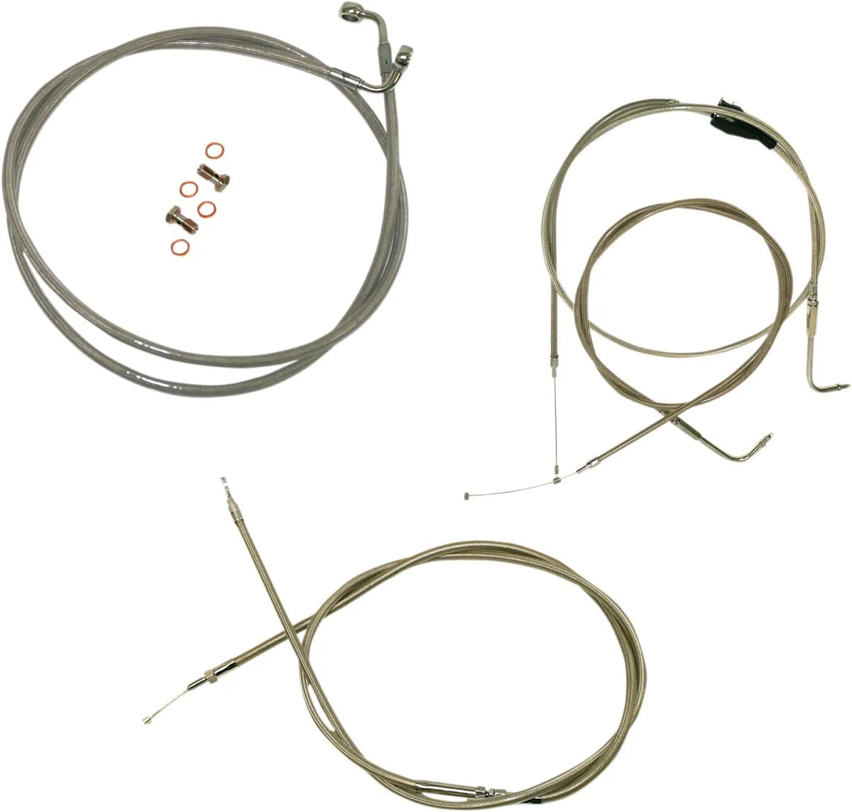 LA CHOPPERS Standard Stainless Braided Handlebar Cable Kit