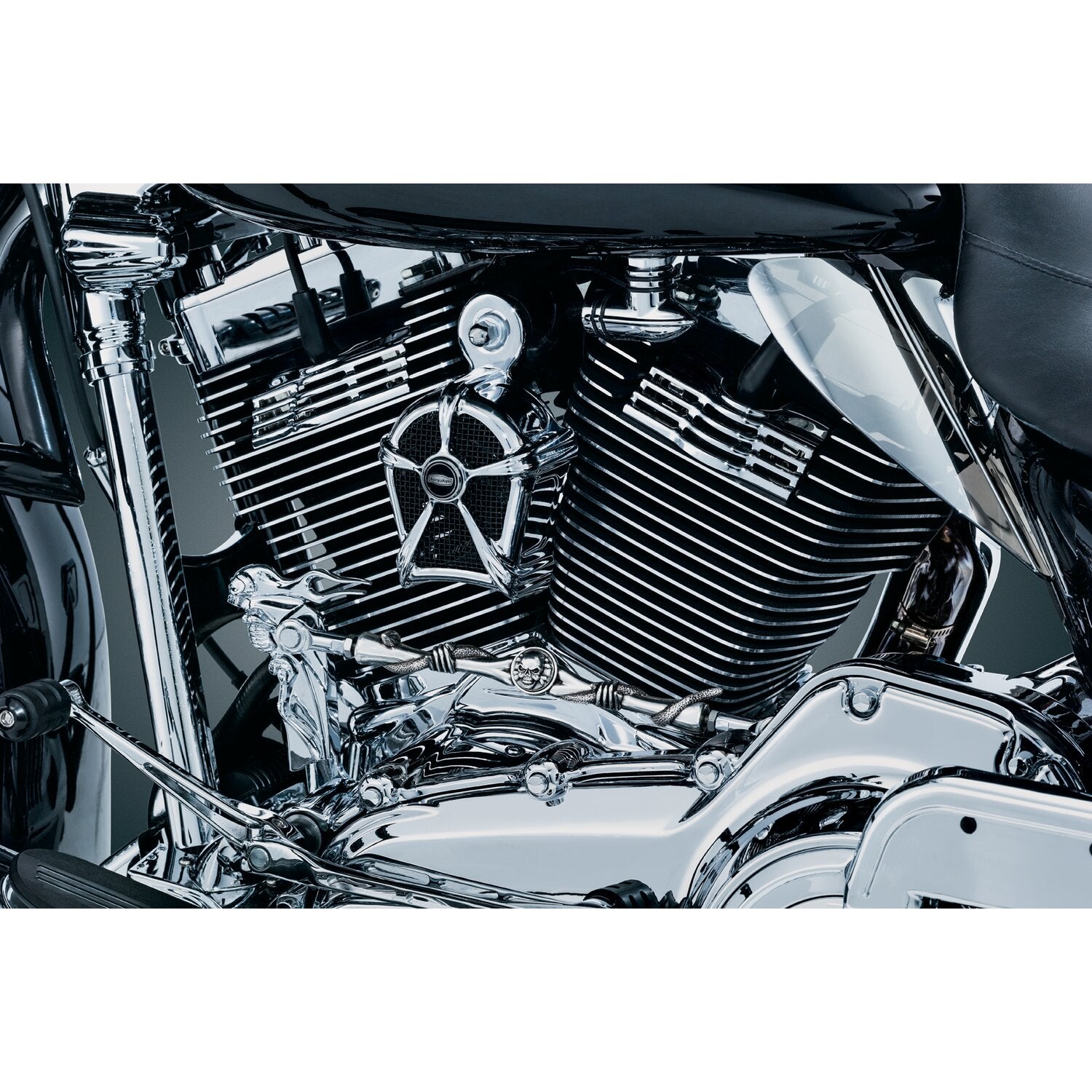Kuryakyn Mach 2 horn cover - Chrome/black mesh insert