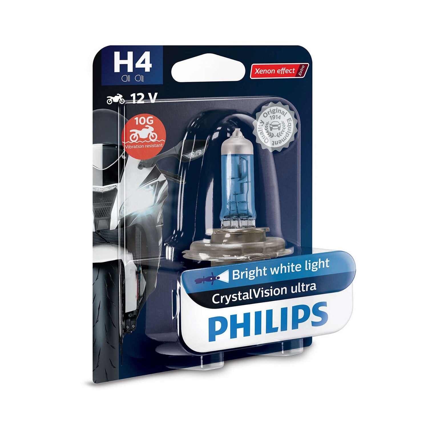Philips CrystalVision Ultra Moto headlamp bulb H4