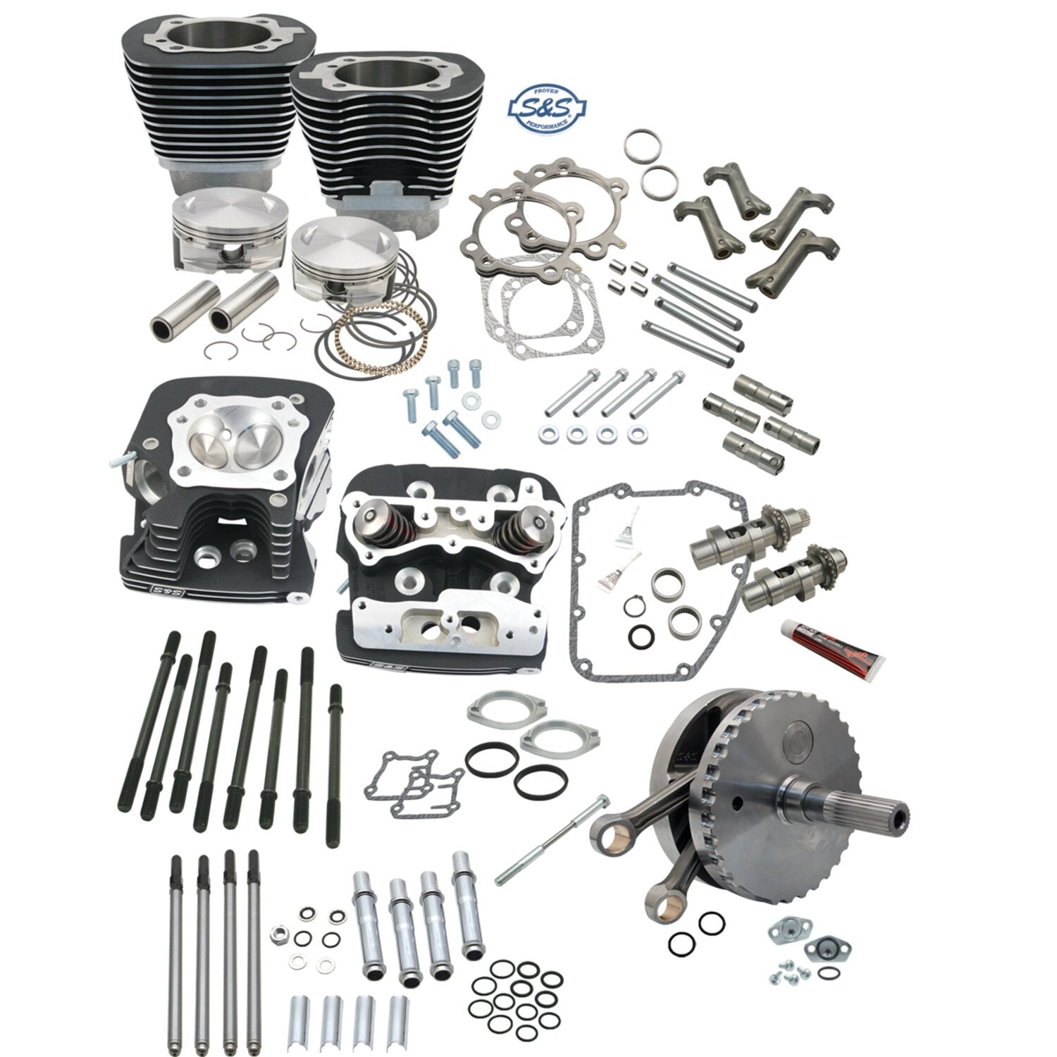S&S 124" Twin Cam Hot set-up kit with heads - Silver