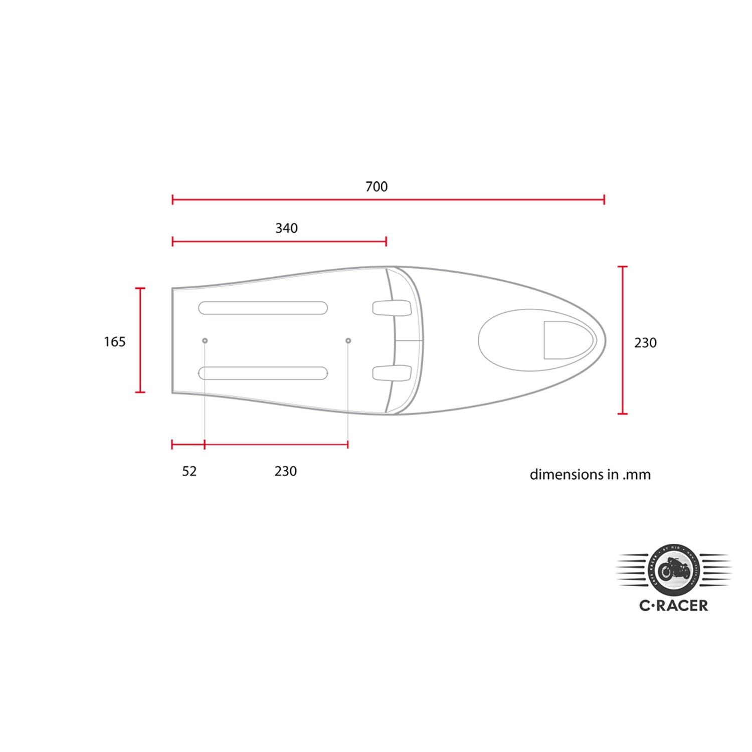 C-Racer universal Long Classic B seat dark brown