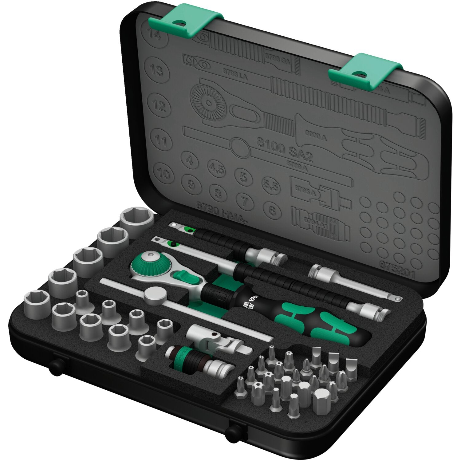 Wera 8100 SA 2 Zyklop Speed Ratchet kit 1/4" drive - metric