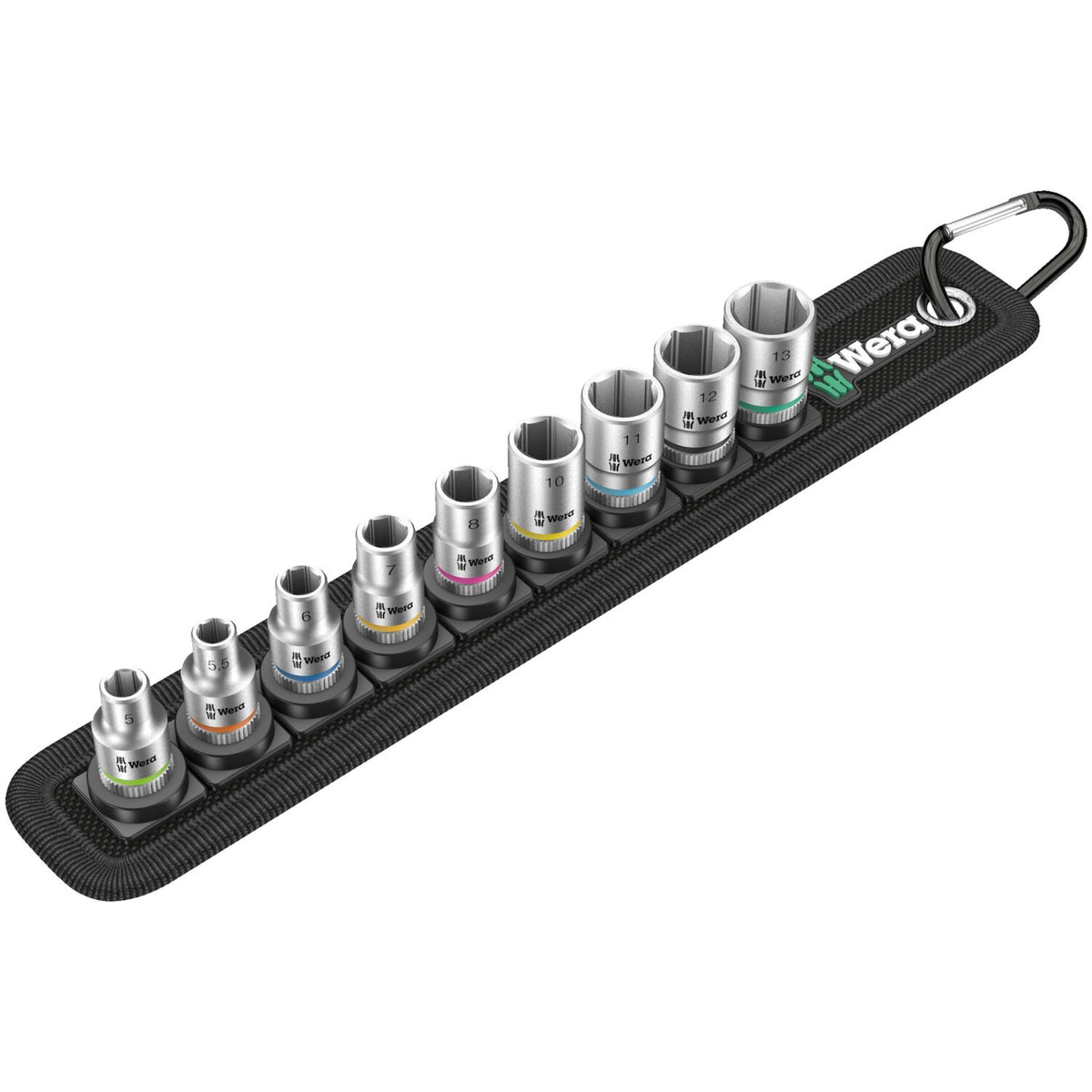 Wera socket belt with 1/4" drive hex sockets - Metric