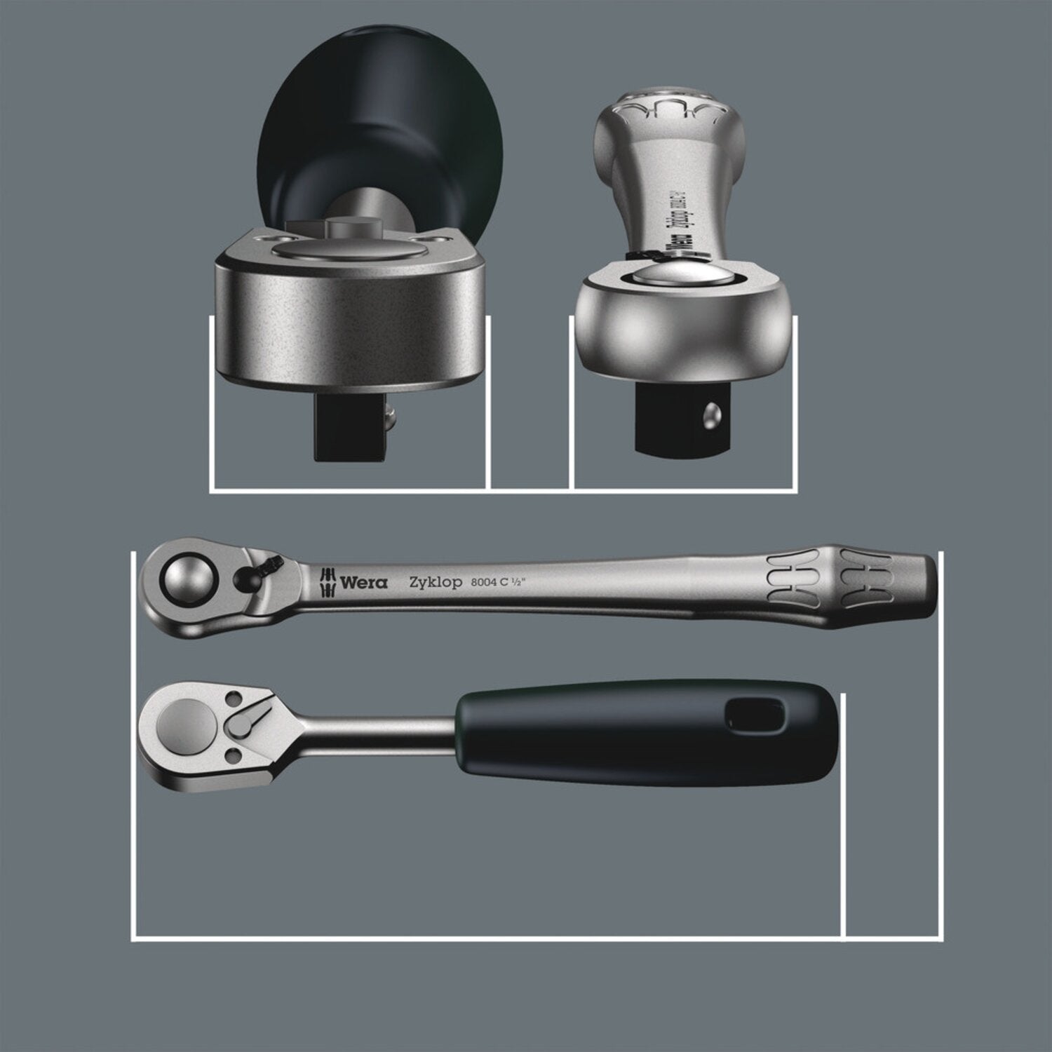 Wera Zyklop metal ratchet switch kit 3/8" drive - US sizes