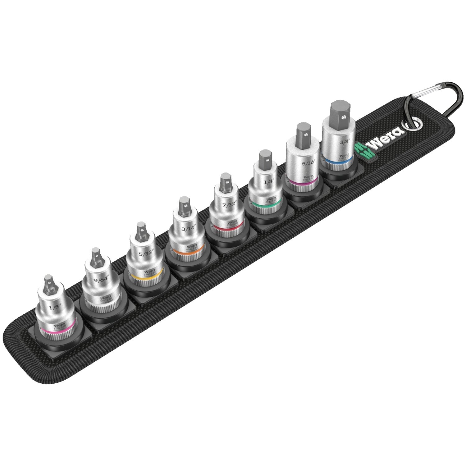 Wera socket belt with 3/8" drive Hex socket bits - US sizes