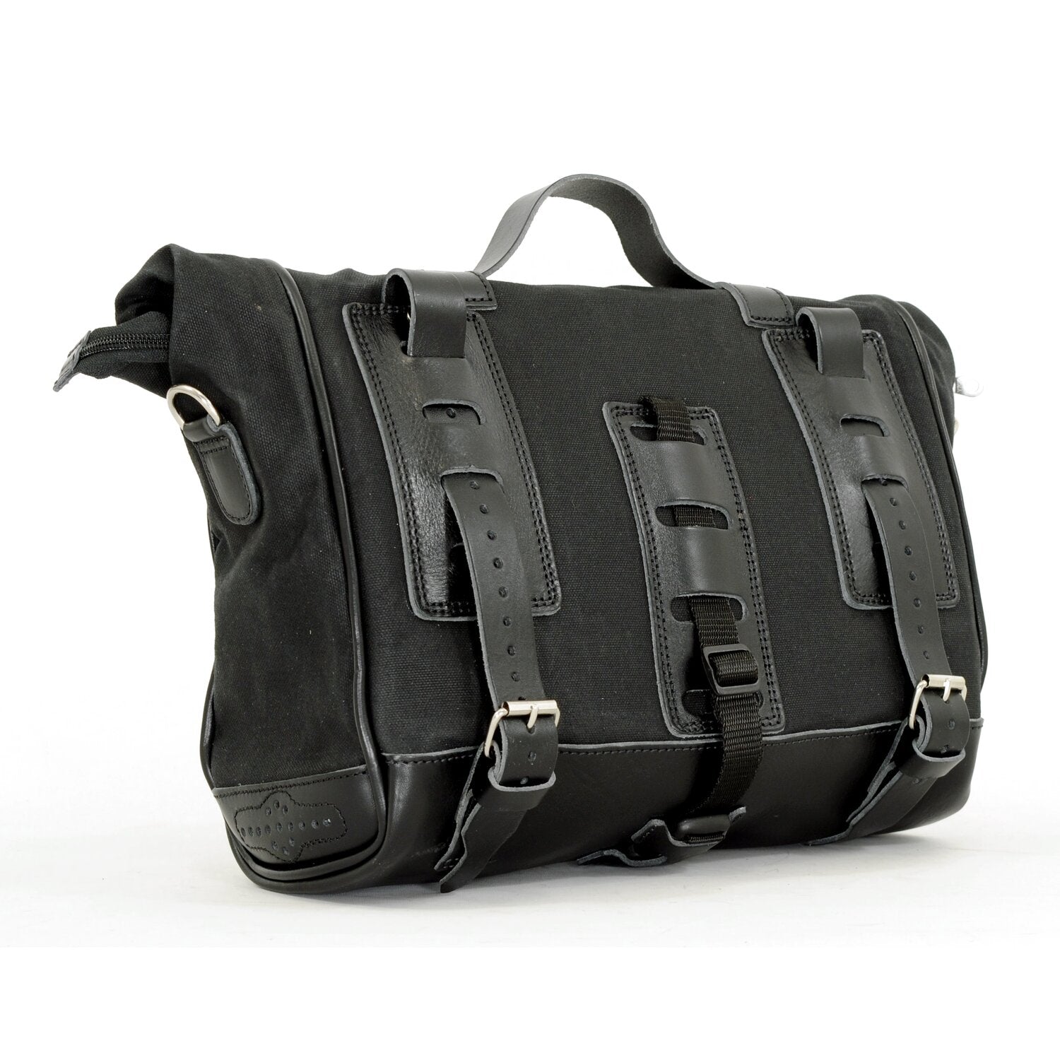 Longride 'Old Chopper' waxed cotton saddlebag - Black