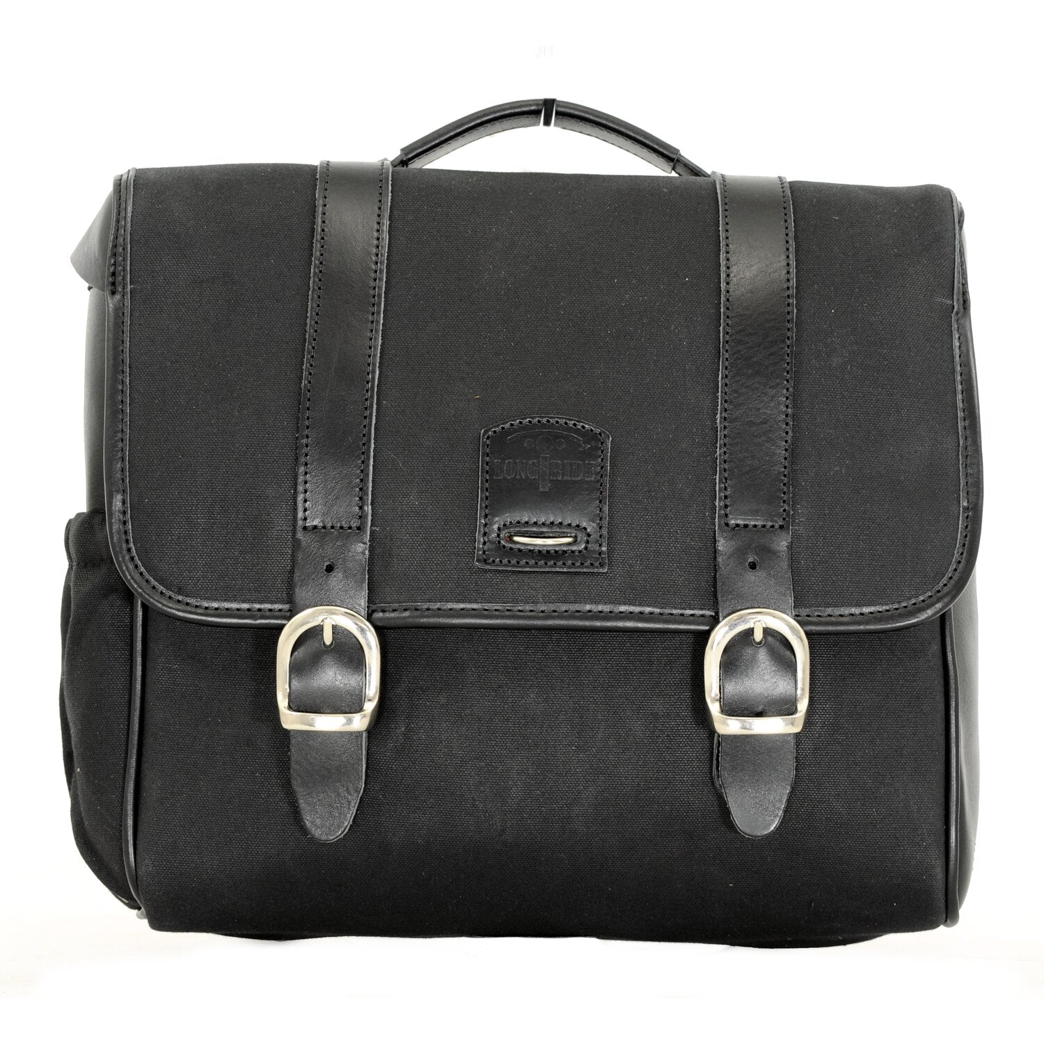 Longride 'Classic'' waxed cotton saddlebag - Black