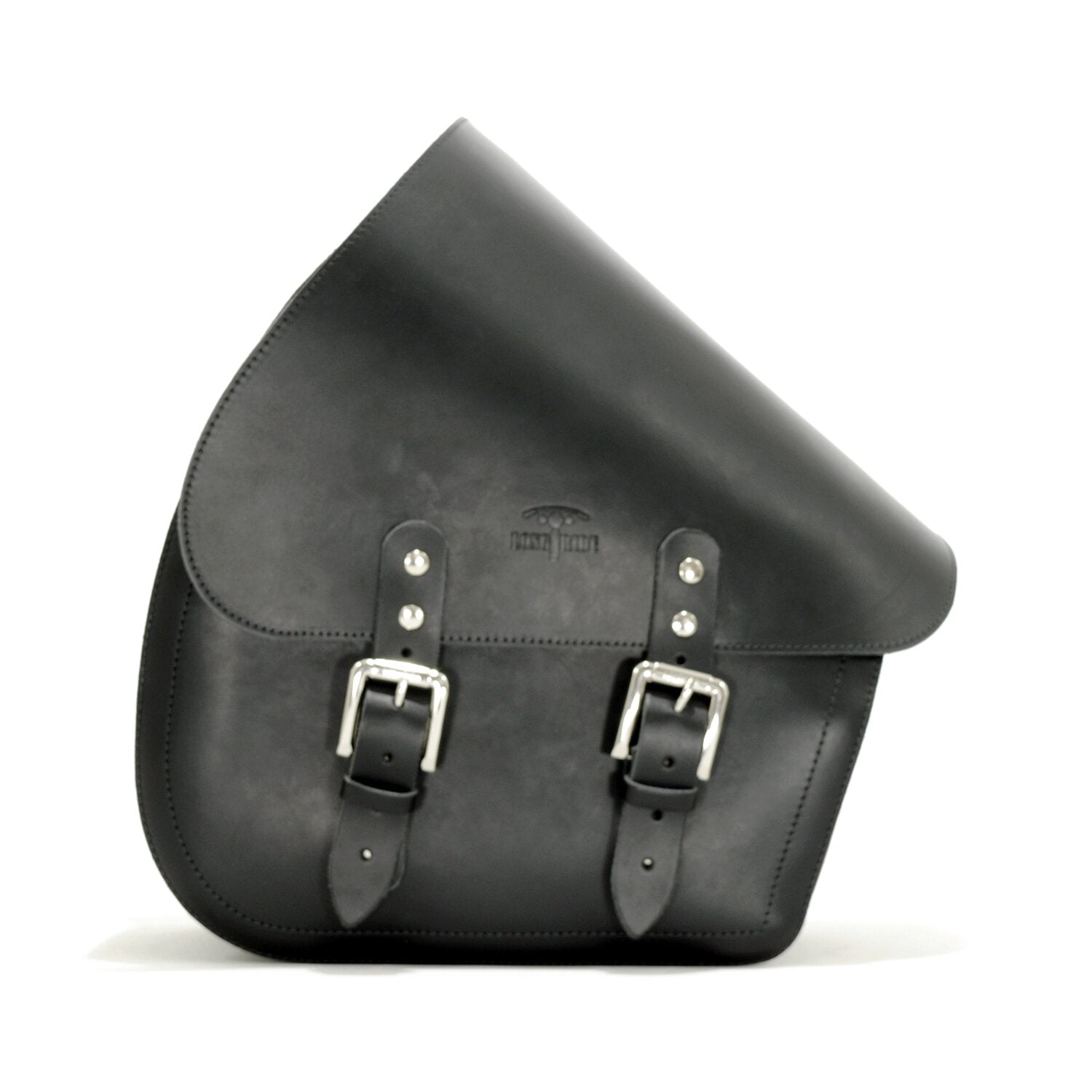 Longride swingarm bag - Smooth black leather - 7 liter
