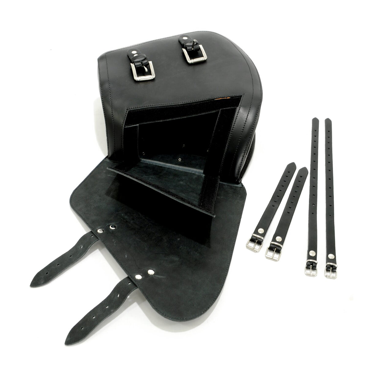 Longride swingarm bag - Smooth black leather - 11.6 liter