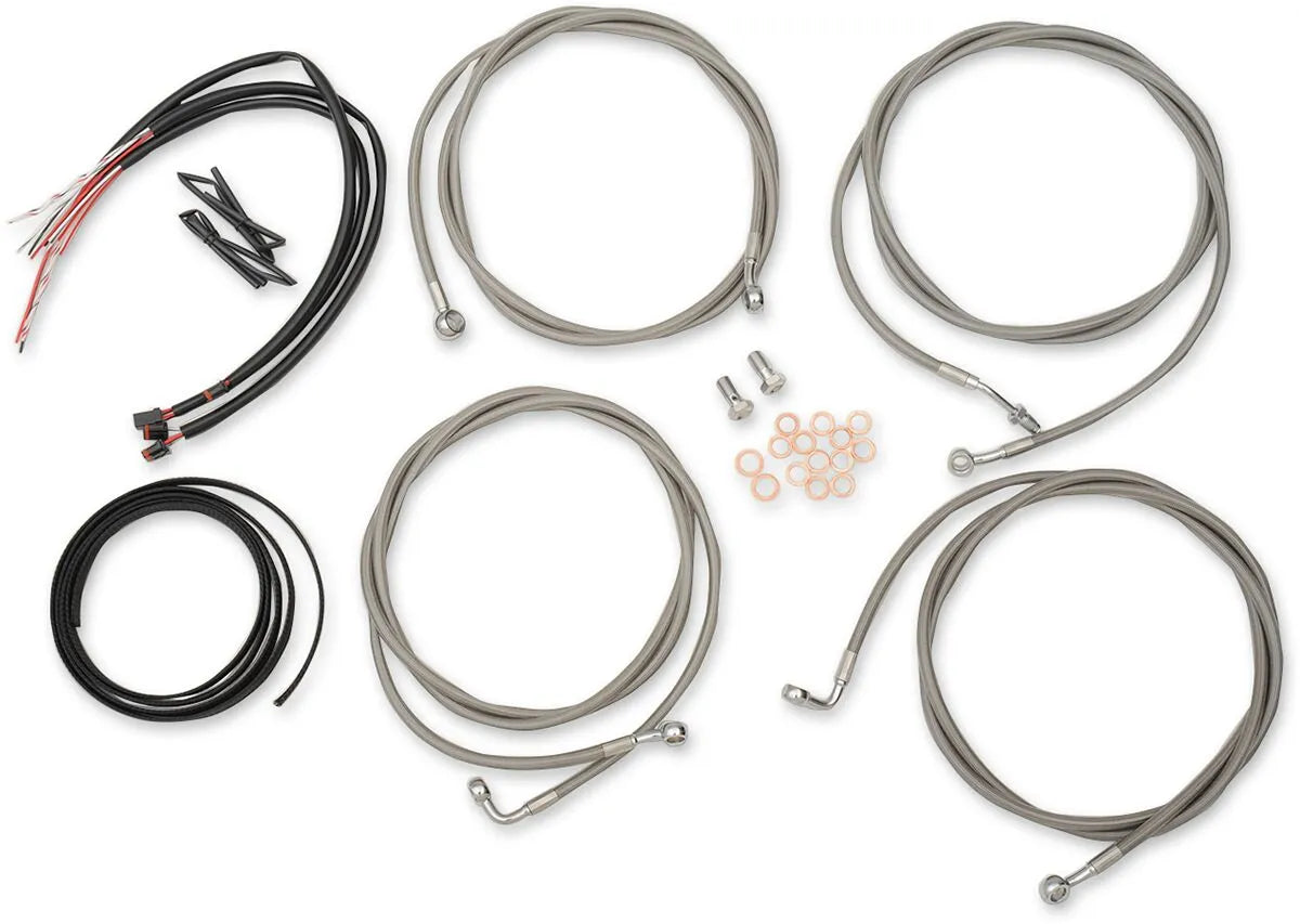 LA CHOPPERS Complete Stainless Braided Cable Kit for 18"-20"