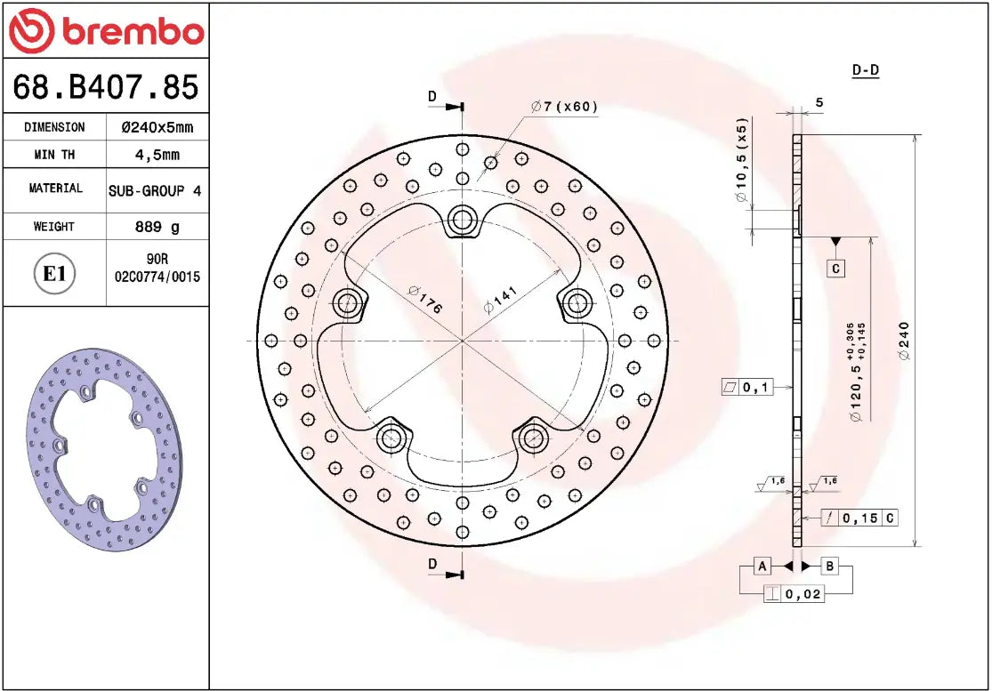 Brembo Serie Oro Fixed Brake Rotor