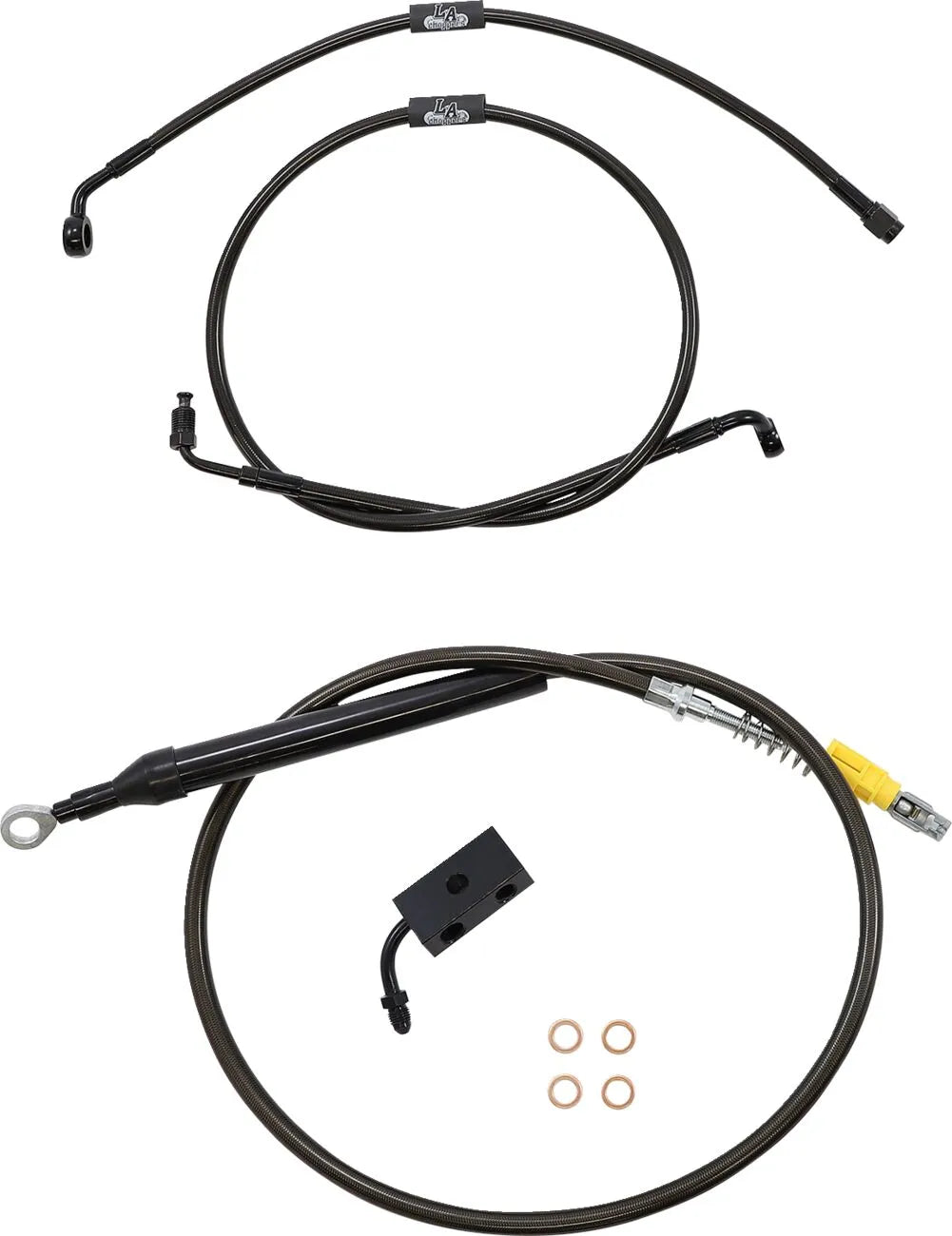 La Choppers Midnight Braided Cable/Brake Line Kit for Ape Hangers