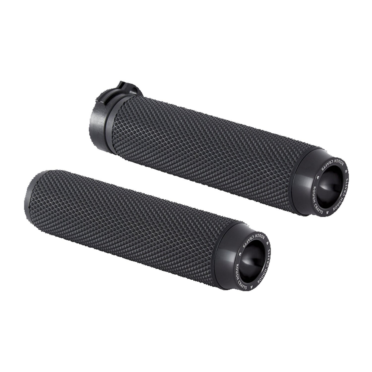 Rough Crafts knurled rubber handlebar grips - Black