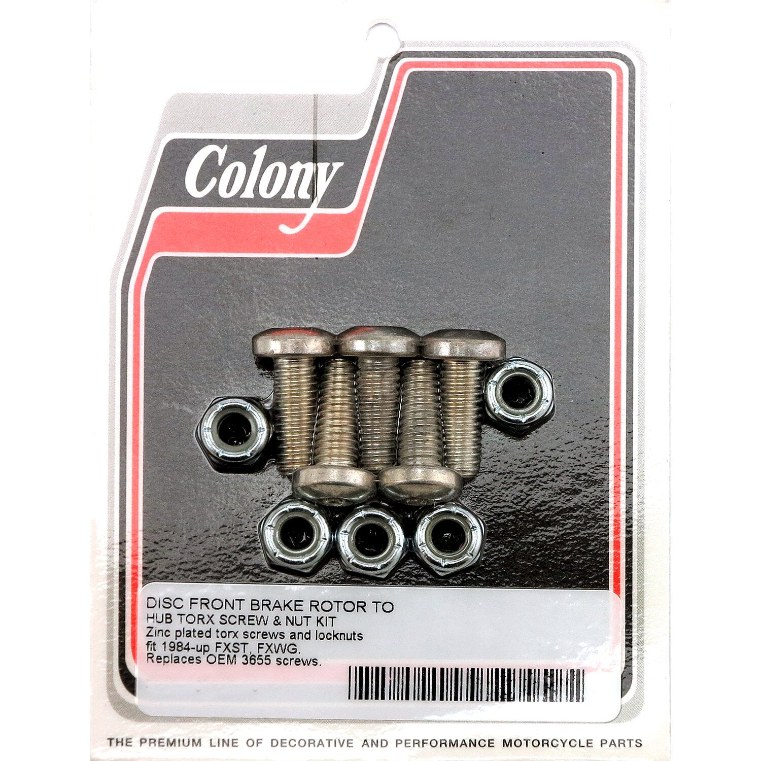 Colony front brake rotor bolt & nut kit - Flat torx Zinc