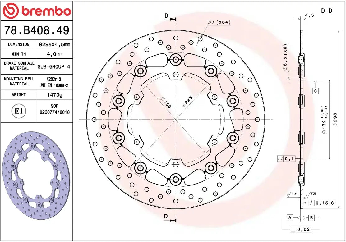 Brembo Serie Oro Floating Brake Rotor