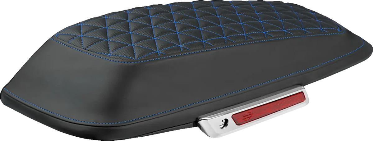Saddlemen Tri-Gripper Saddlebag Lid Covers Black Blue Stitch