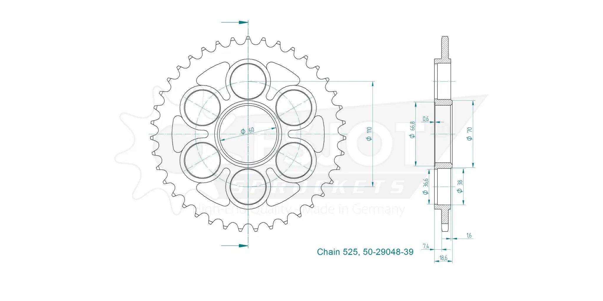 Esjot 525 Steel Rear Sprocket