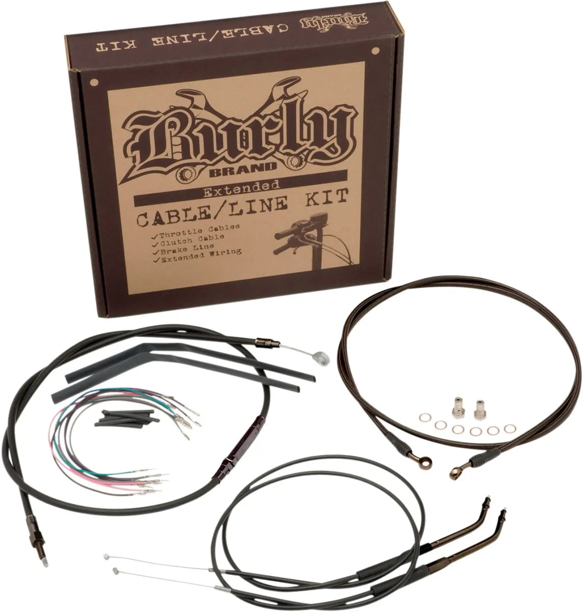 BURLY BRAND Black Vinyl Cable/Line Kit for 12" Ape Hangers