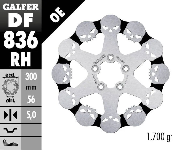 Galfer Skull Fast Bromsskiva För Motorcyklar - Bak