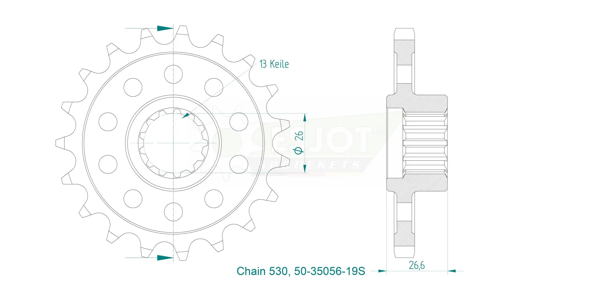 Esjot 530 Sport Sprocket Front - High-performance Steel