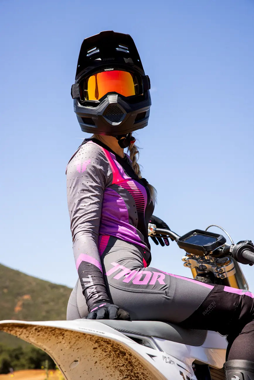 Thor Women's Sportmode Iconic Mx Gloves - Black/Orchid