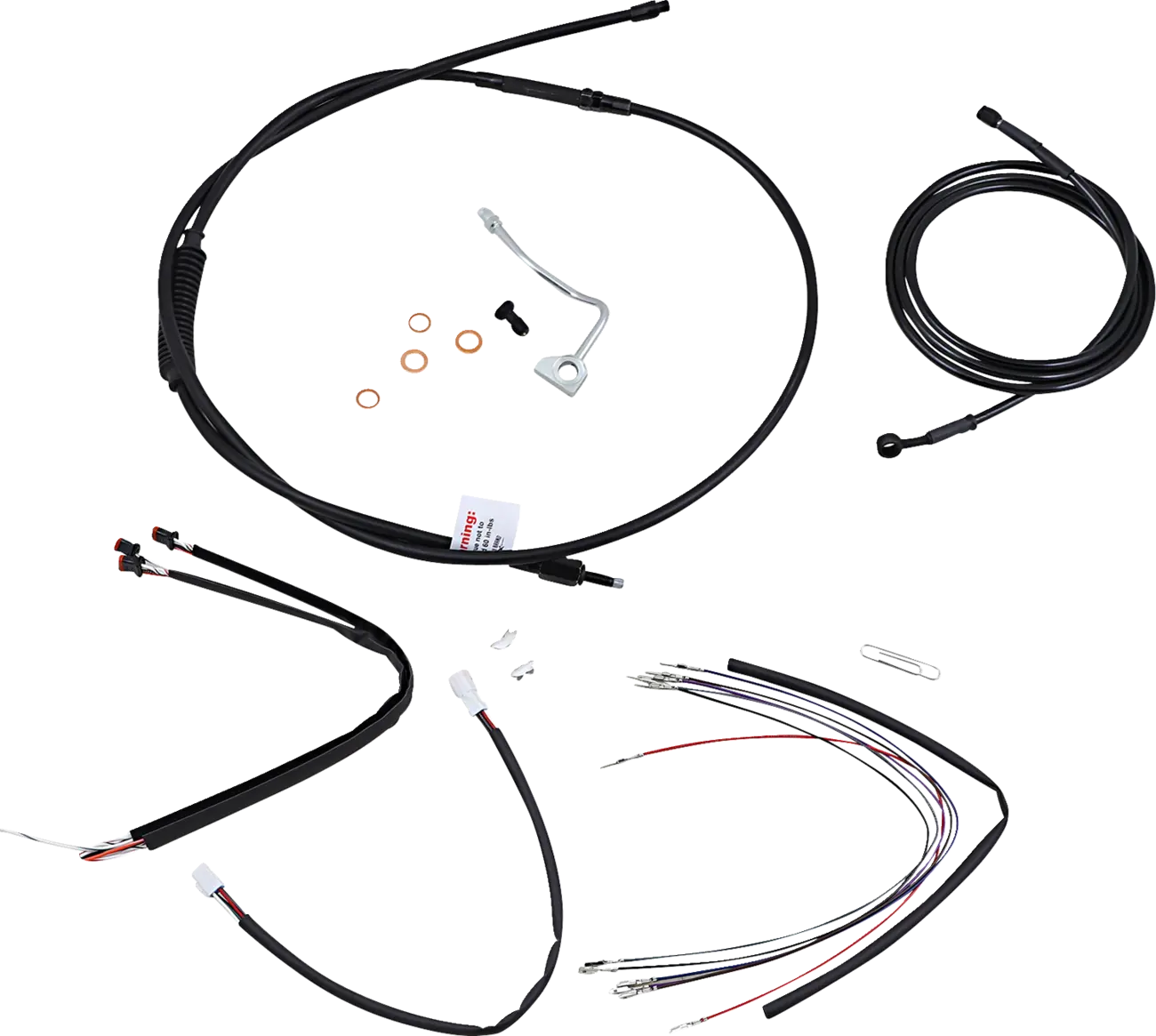 BURLY BRAND Ape Hangers Black Vinyl Handlebar Cable/Line Kit