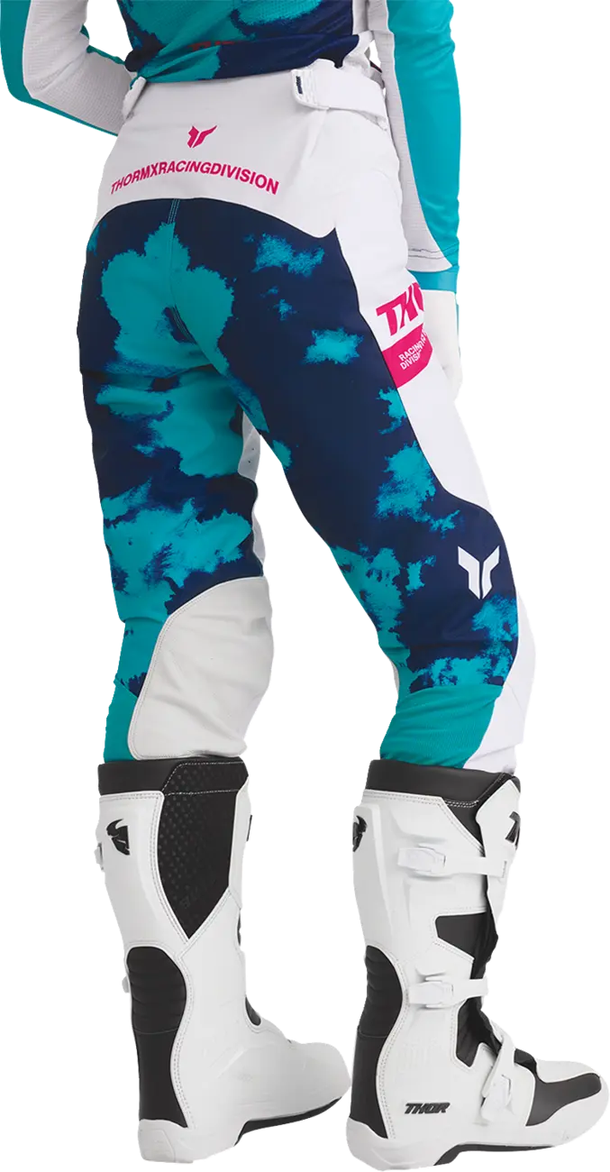 Thor Women's Launchmode Bleach Motocross Pants - Pink/White/Aqua