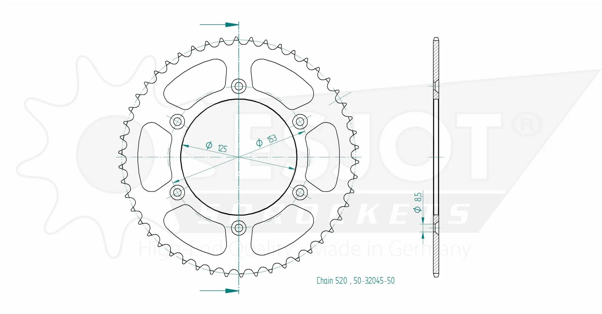 Esjot 520 Steel Rear Sprocket