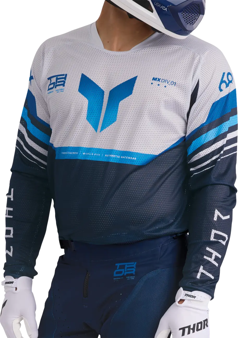 Thor Launchmode Air Raptor Jersey - Gray/White/Midnight Blue