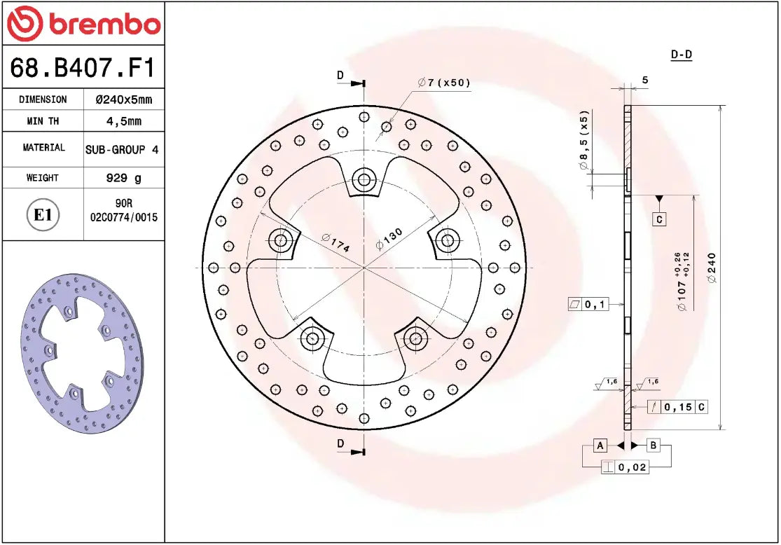 Brembo Serie Oro Brake Rotor Fixed Prime Line - Rear