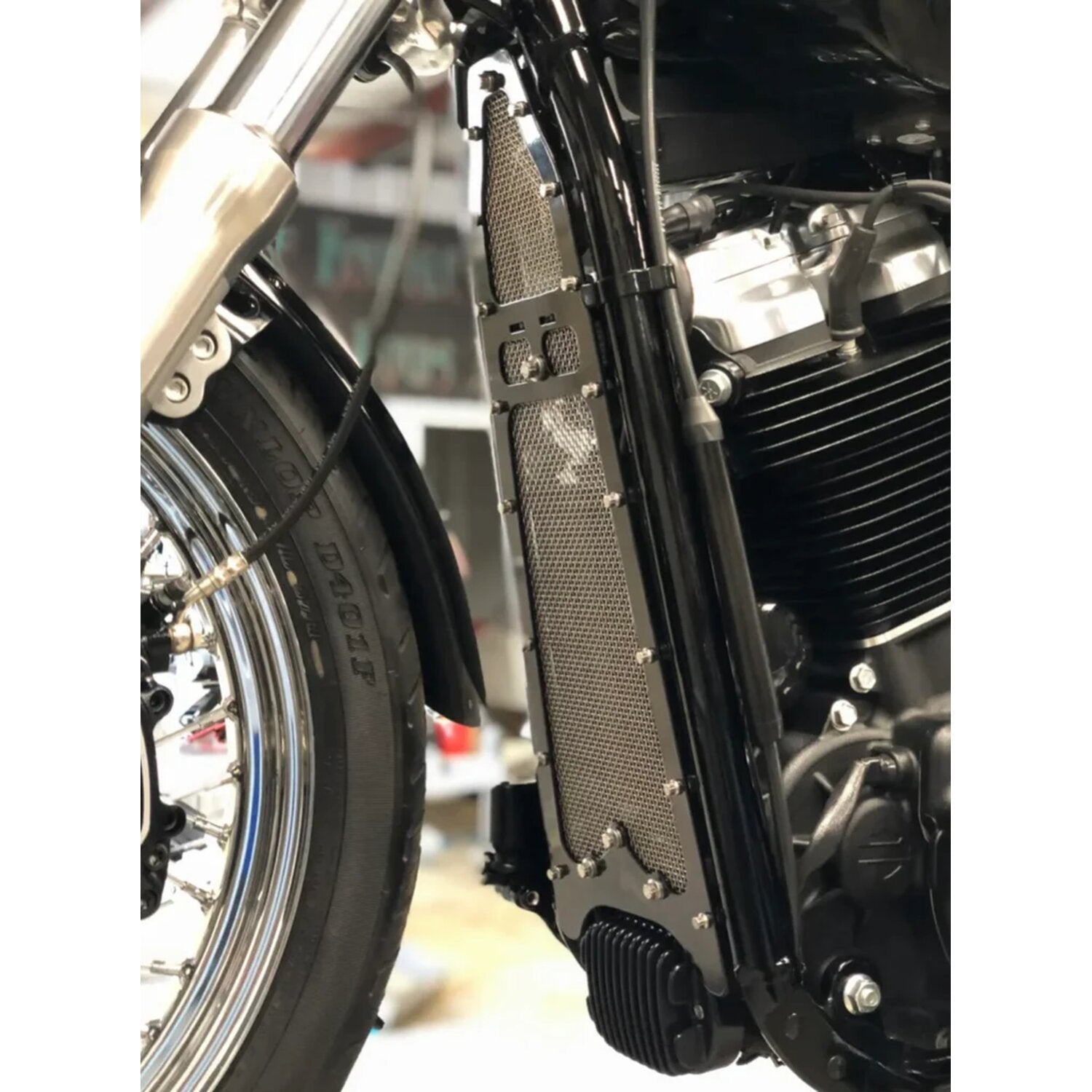 Bare Knuckle Performance M8 Softail oil cooler cover guard