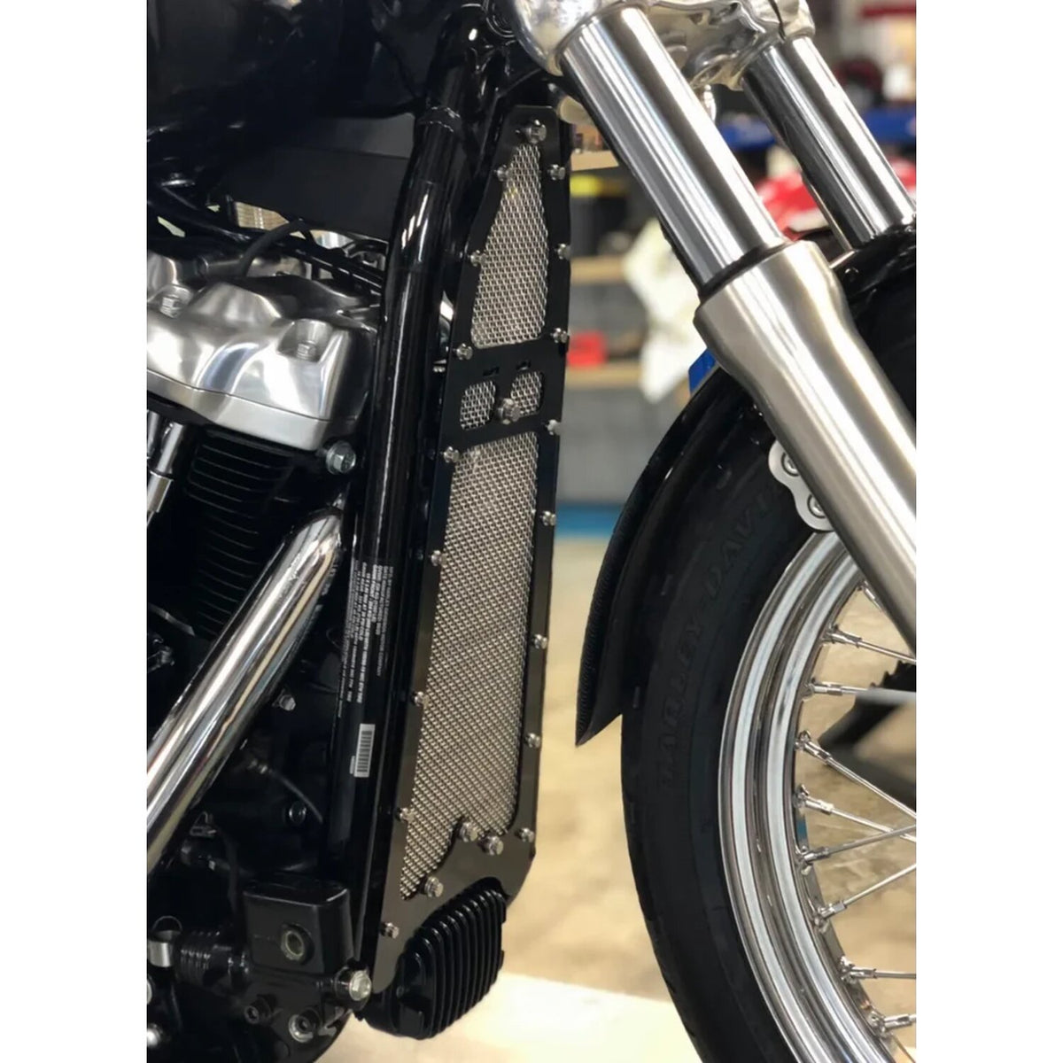 Bare Knuckle Performance M8 Softail oil cooler cover guard