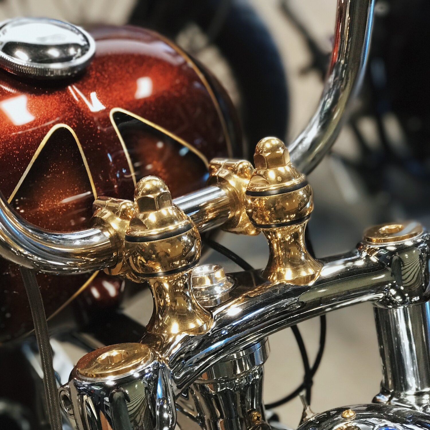 Indian Larry Motorcycles Indian Larry Throwback Risers - 2" rise - Polished brass