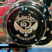 Indian Larry Motorcycles Indian Larry 'Indian Larry' logo derby cover - Gloss black