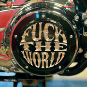 Indian Larry Motorcycles Indian Larry 'FTW' derby cover - Gloss black/clear