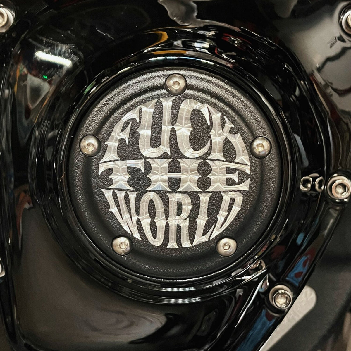 Indian Larry Motorcycles Indian Larry 'FTW' logo 5-hole point cover - Matte black