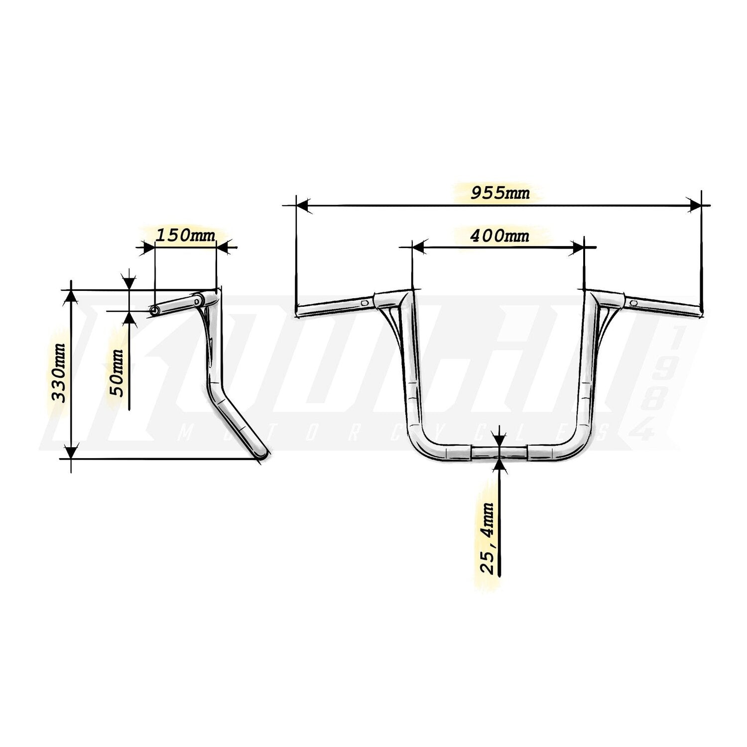 Kodlin Flow-bar bagger handlebar 33cm high - Black