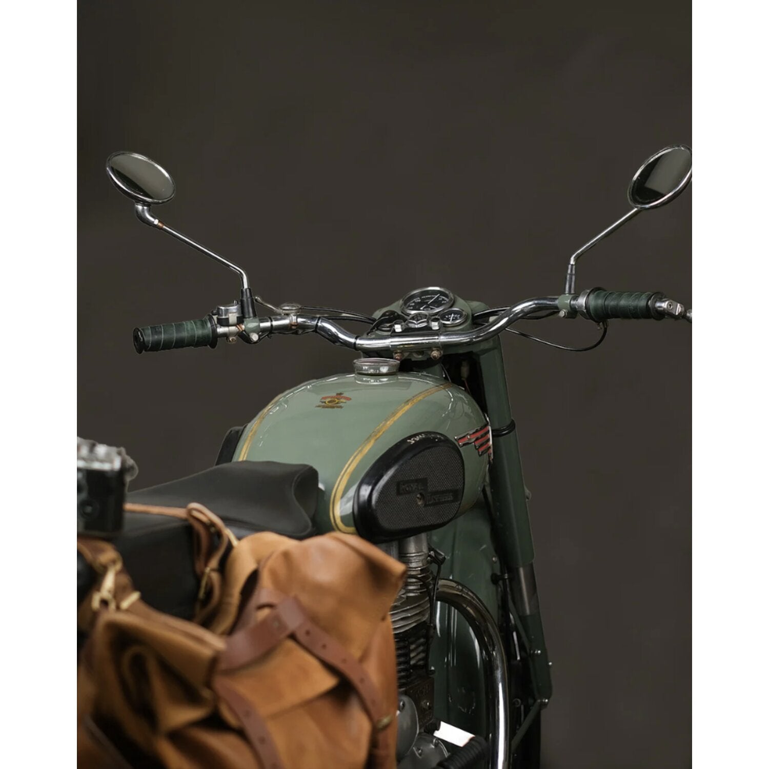 Trip Machine leather handlebar grip wraps - Forest Green
