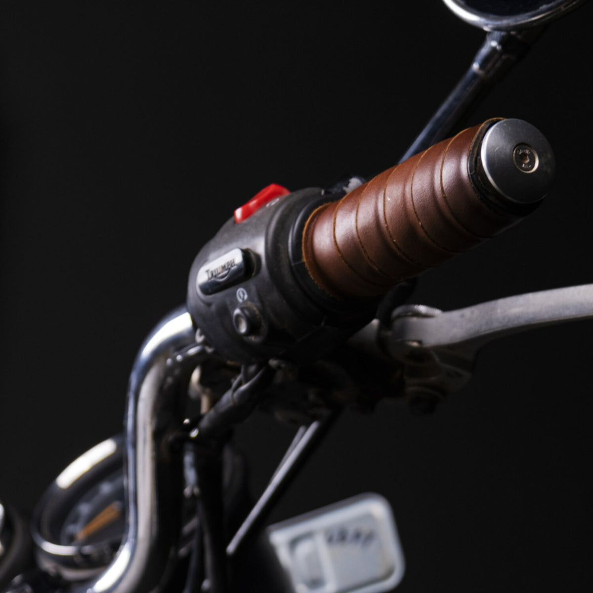 Trip Machine leather handlebar grip wraps - Dark Tan Cognac
